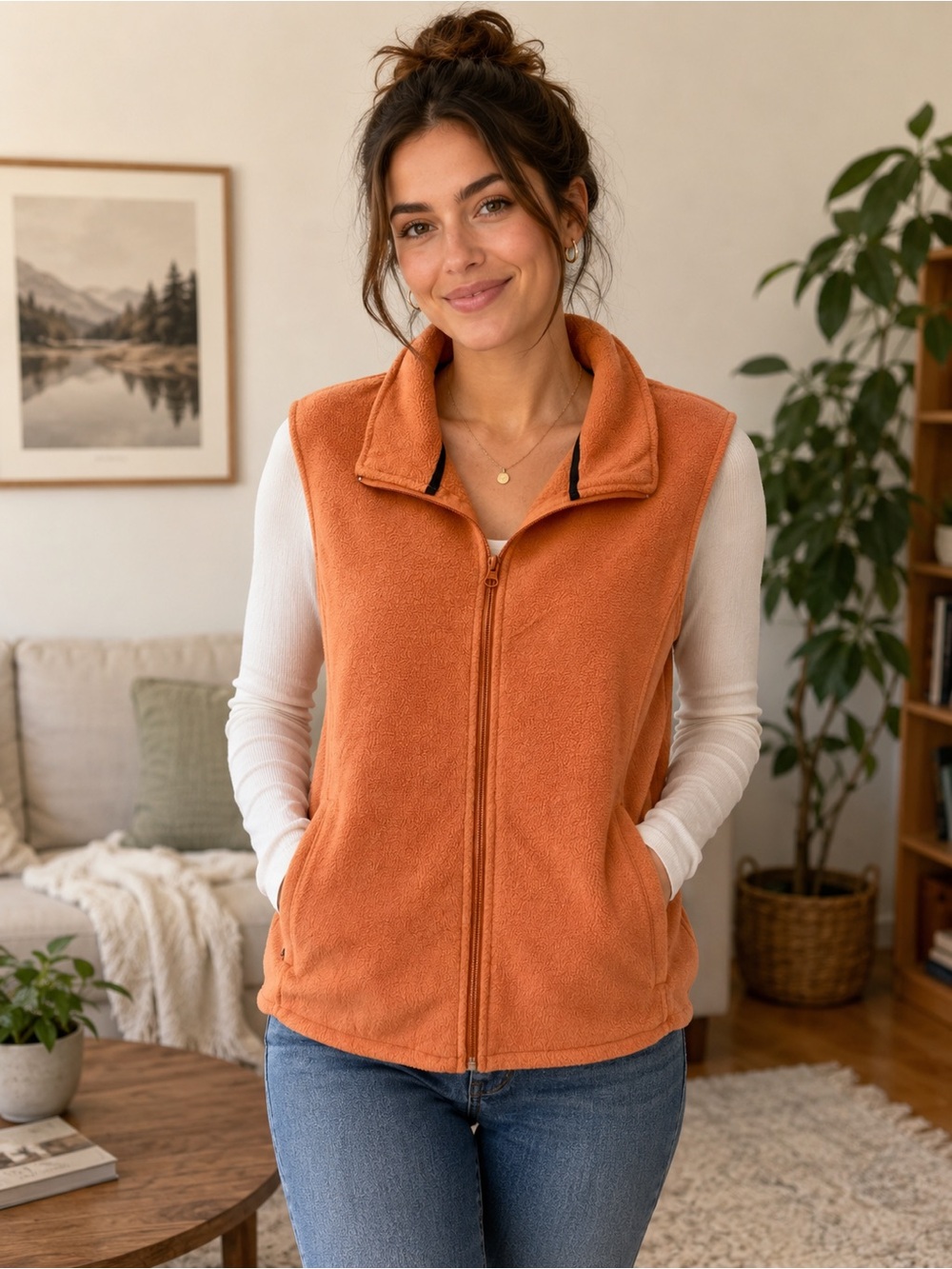 Wool rich Women’s Tangerine Pocketed Vest | Size L